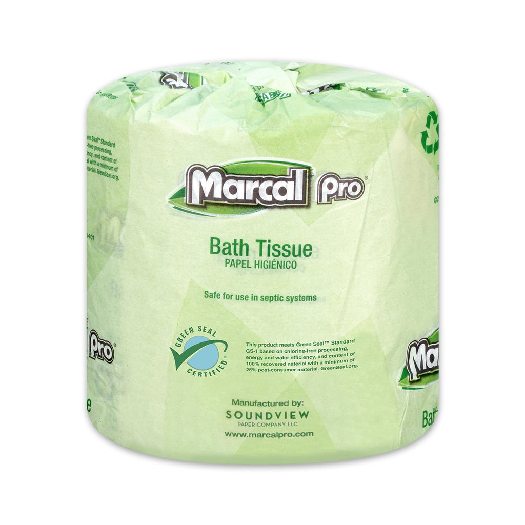 Marcal Pro Toilet Paper 100% Recycled - 2 Ply, White Bath Tissue, 242 Sheets Per Roll - 48 Individually Wrapped Rolls Per Case Green Seal Certified Toilet Paper 03001