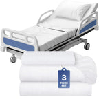 3 Piece Hospital Bed Sheet Set, Soft Jersey Knitted T-Shirt Quality, 1 Flat, 1 Fitted, 1 Pillowcase