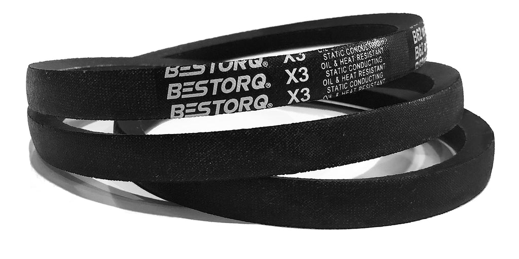 BESTORQ A159 V-Belt, Classic Wrapped Rubber X3 V-Belt, Black, 161" Outside Circumference x .51" Width x .34" Height, Pack of 1