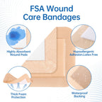 Silicone Foam Dressing 4"x4"(10 PCS), Waterproof Silicone Large Bandages for Wound with Border Adhesive, High Absorbency Bed Sore Bandages Wound Care Dressing (2.5"X2.5" Pad)