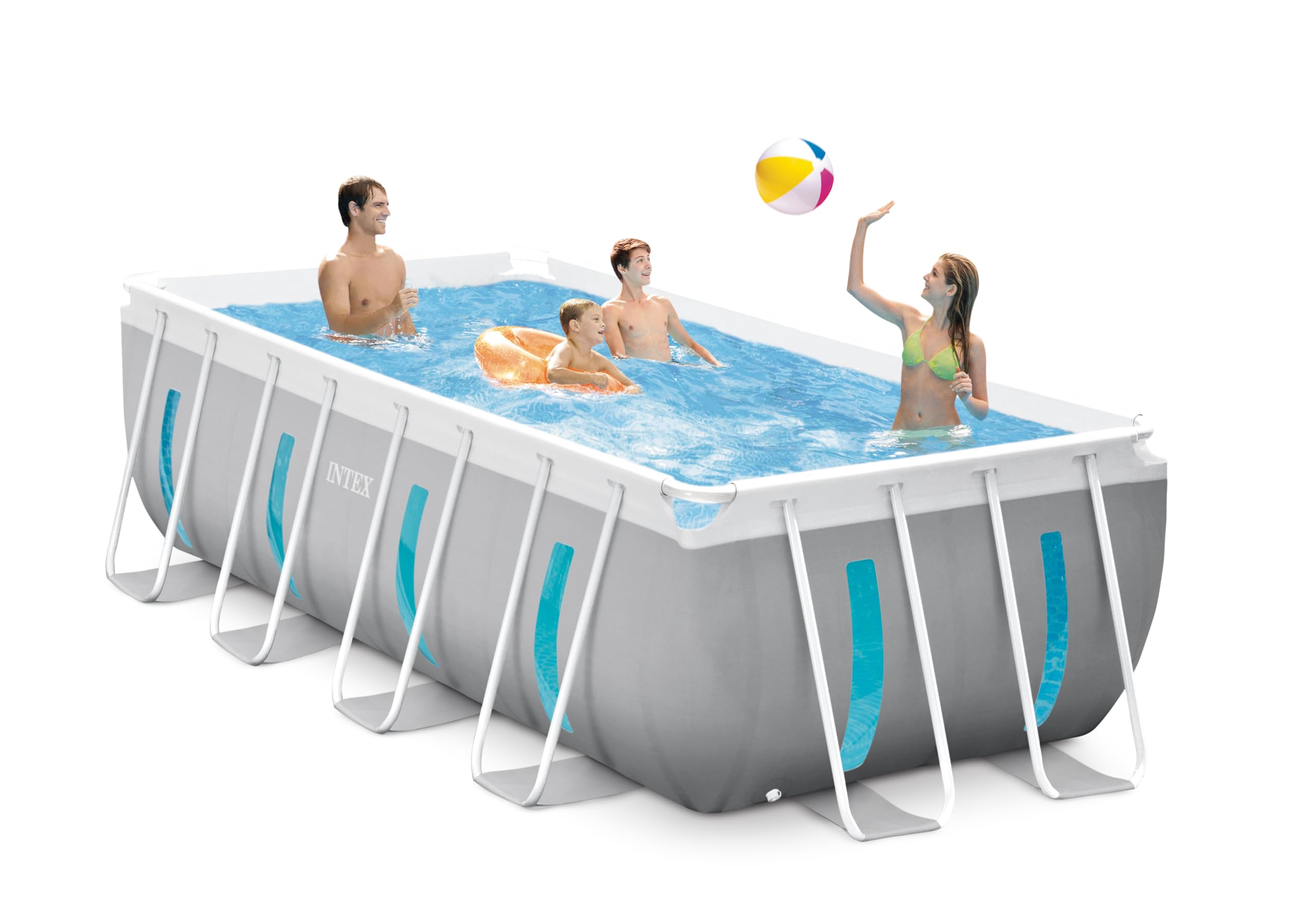 INTEX 26769EH 13ft X 6.5ft x 48in Prism Frame Clearview Rectangular Above Ground Swimming Pool Set with 530 GPH Cartridge Filter Pump, Ground Cloth, Pool Cover