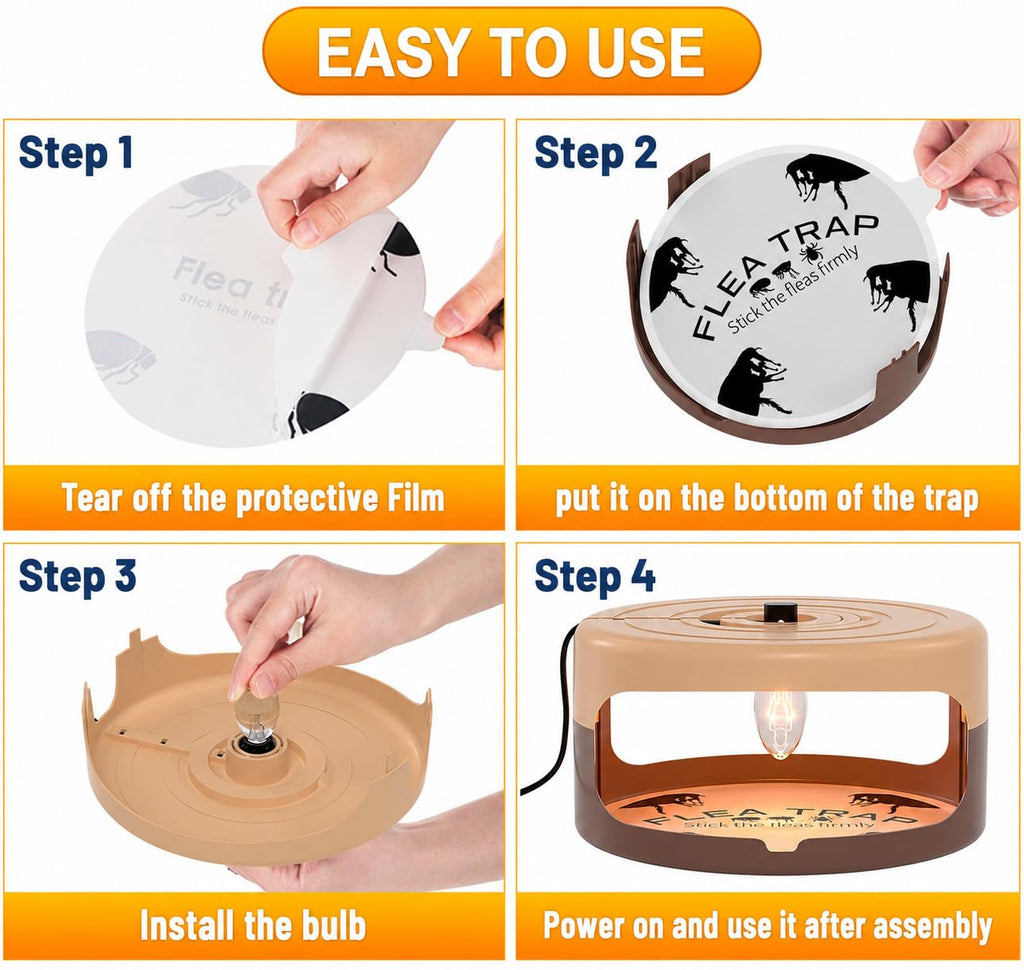 2 Pack Flea Traps for Inside Your Home, Indoor Flea Traps with 8 Sticky Pads, Flea Monitoring Trap for Home, Sticky Insect Catcher for Fleas, Moths & Gnats