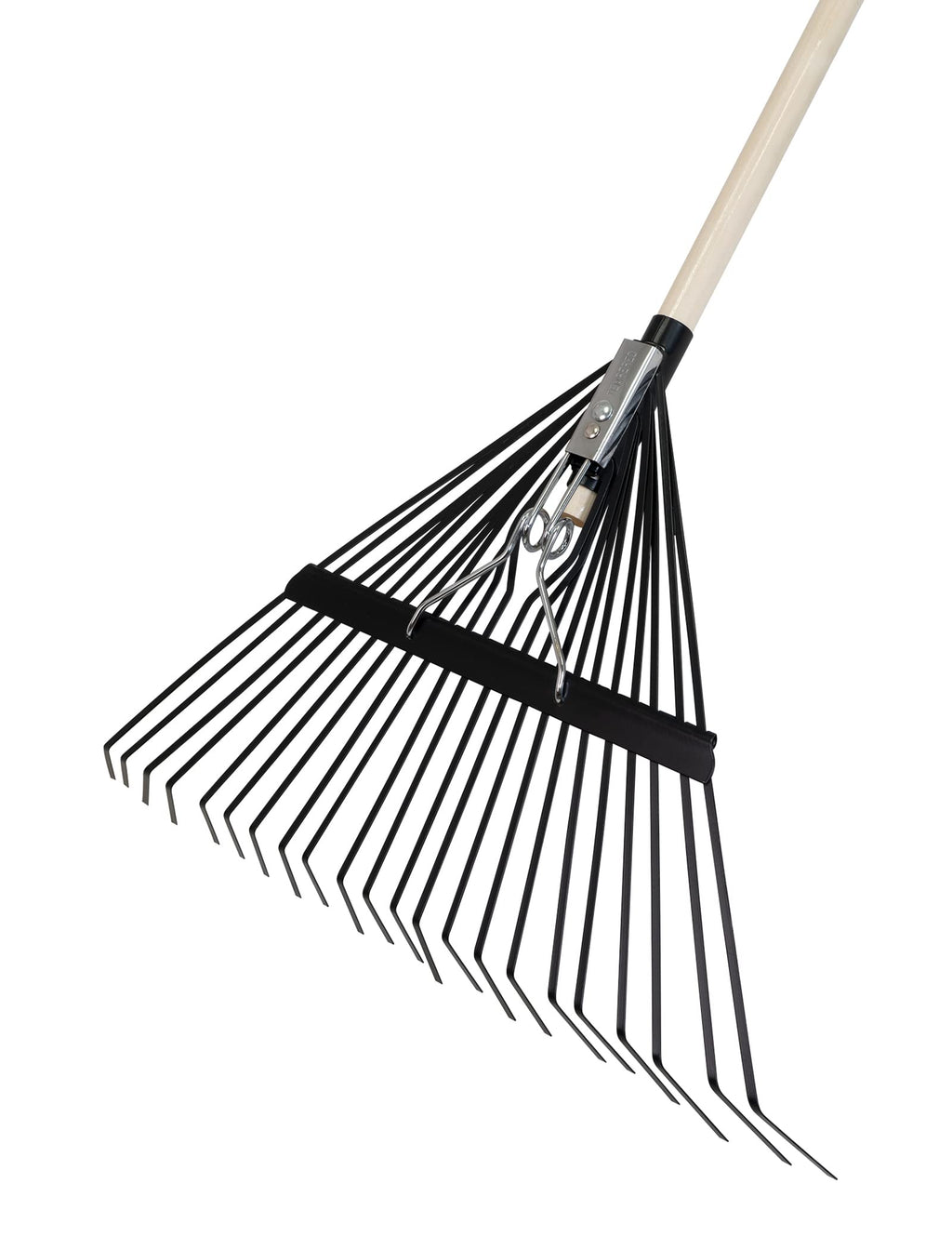 True Temper Steel Tine Leaf Rake with Hardwood/Steel Handle for Lawns, Gardening, and Dethatching, 22 Tines, Black