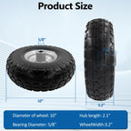 OEBYZWSL 10" 4.10/3.50-4 Flat Free Tire & Wheel, 5/8" Bearings, 2-Pack