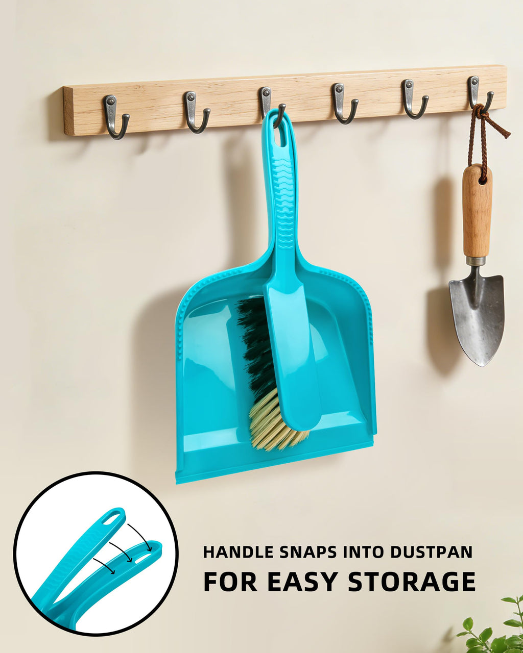 MR.SIGA Dustpan and Brush Set, Pack of 2 Set, Blue & Grey