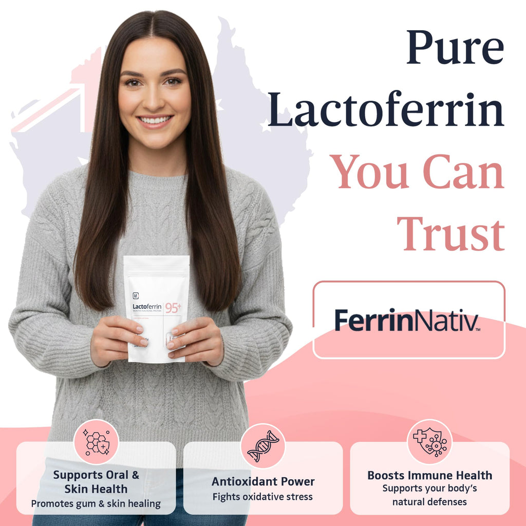 Lactoferrin Powder 250g – 95%+ Pure Bovine from Grass-Fed Australian Cows Helps in Immune & Gut Support, Iron Absorption, Skin & Bone Health, Neutral Taste (Recommended 250mg Per Serving) (250, Grams)