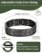 Fashtour 3X Copper Bracelet for Men Triple Ultra Strength Magnets, Masculine Design Pure Copper Magnetic Bracelet, Adjustable Length with Sizing Tool (Gunmetal 1)