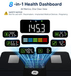 GE Scale for Body Weight, Body Fat, BMI, Muscle Mass, Smart Bathroom Scales with 14 Body Composition Metrics with Large Display, Accurate Bluetooth Weighing Machine with Fitness App, 400 lbs, Black