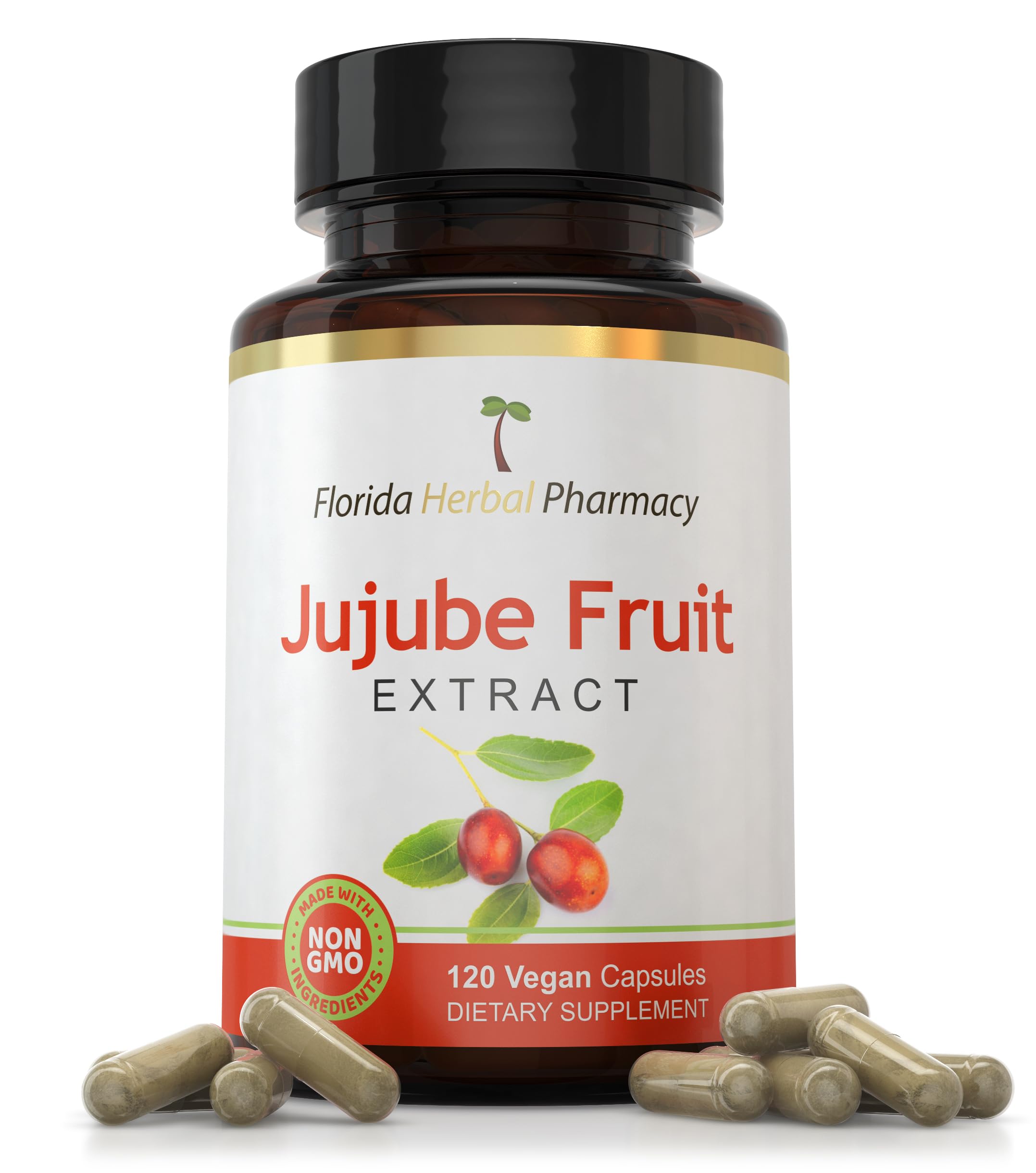 Florida Herbal Pharmacy, Jujube Fruit Extract Supplement Capsules 10:1 (120 Capsules) Two Months Supply