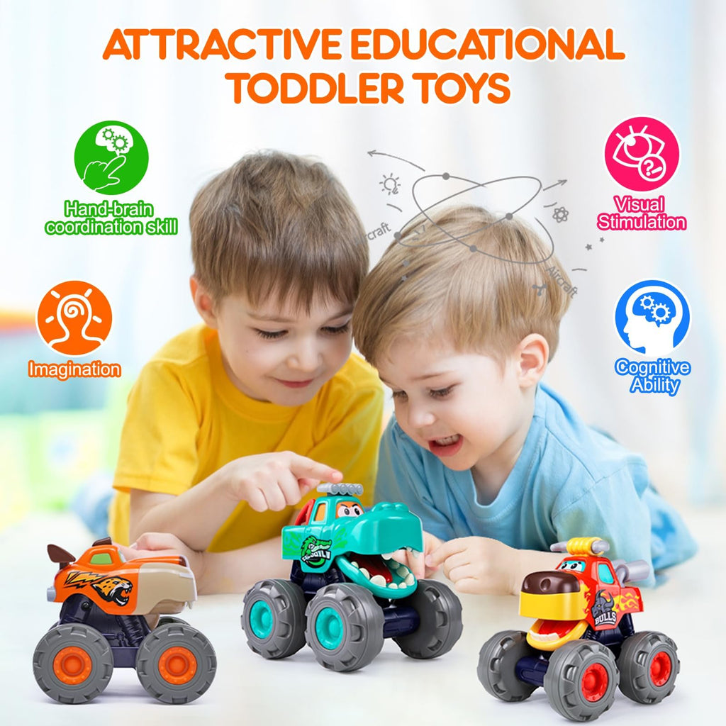 Toy Cars for 1-3 Year Old, 3PCS Animal Monster Truck, 1 Year Old Boy Gifts