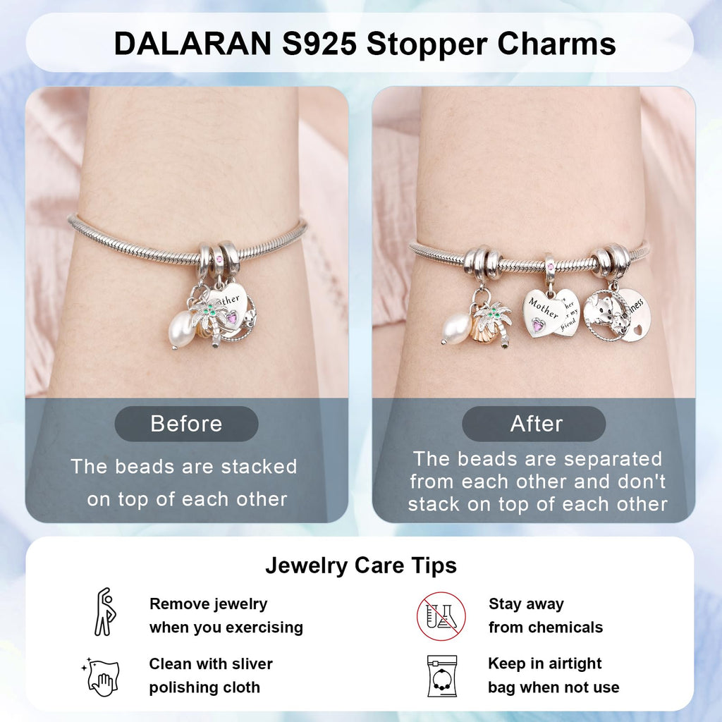 DALARAN 4PCS Stopper Charms Fit Pandora Bracelet Rubber Spacer Beads