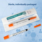 100 Pack Syringes with Needle, 1ml 31G 5/16 Inch 8mm Disposable Syringe, U-100 Lab Tools, Individual Wrapped