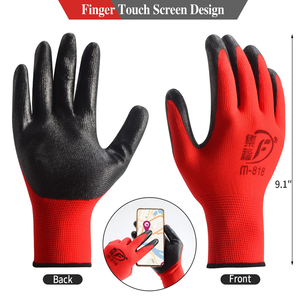 YOUKE OLA 90 Pair Gardening Gloves for Men Women, Breathable Rubber Coated Garden Gloves Working Gloves for Gardening, Construction