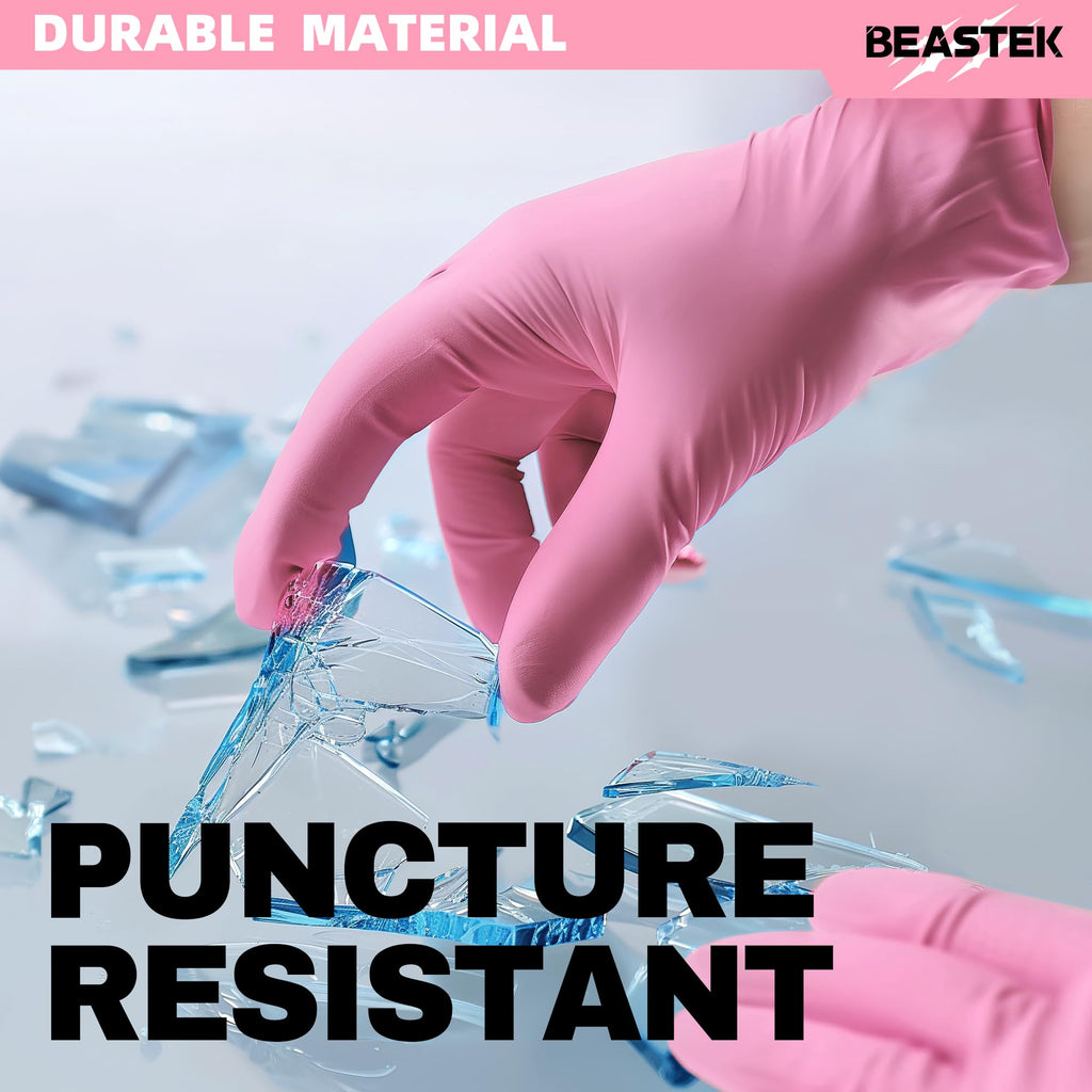 BEASTEK Nitrile Disposable Gloves, 4 mil Powder-Free Latex-Free Medical Food Grade Cleaning Esthetician Glove, 100 Pcs (Small)