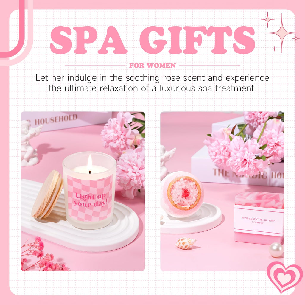 Gift Baskets for Women, 9pcs Birthday Gifts for Teenage Girls, Best Christmas Ideas Box w/Coquette Bow Aesthetic Cup Trendy Stuff for Her Teen Girl Sister Friend Friendship Sweet 16th 18th 21st Bday