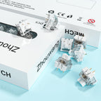 ZhouWang White Shark Mechanical Keyboard Switches, Dustproof and Waterproof, Crisp clicking Sound with Strong Tactile Feedback，uitable clicker for 3D Prints and Mechanical Gaming Keyboards.(108Pcs)