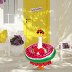GANSHAYA Hawaiian Porch Goose Outfits Summer Bikini Goose Outfit Fits 23" Goose Statue with Hat Sunglasses & Swimming Ring for Cement Yard Decor(Watermelon)