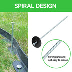 EISENSP 8 Inch Heavy Duty Landscape Stakes with Gasket Caps - 200 Sets Galvanized Spiral Garden Spikes Kit for Securing Weed Barrier Fabric, Artificial Turf, Tent and More