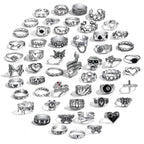 IFKM PCS Vintage Silver Knuckle Rings Set for Women Teen Girl, Stackable Joint Finger Statement Rings Bohemian Retro Hollow Carved Midi Rings, Steel, No Gemstone