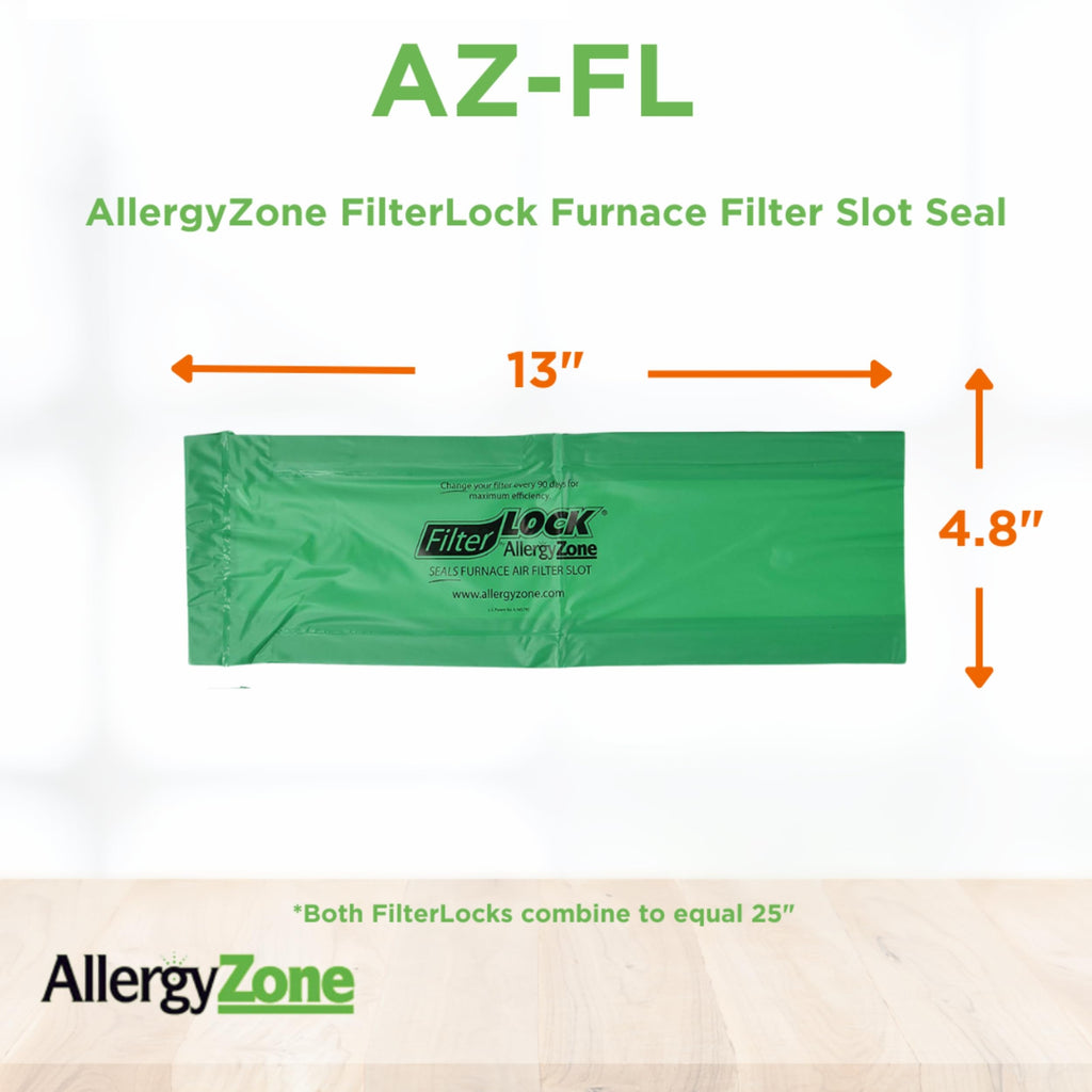 AllergyZone FilterLock Furnace Filter Slot Seal – Magnetic Seal Cover for Any 1” Furnace Filter, Up To 25” Long, Reduce HVAC Air Leaks, Green