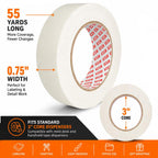 SWRT Masking Tape 2Inch x 55Yards，Adhesive Painting Tape Bulk for General Purpose Beige White Color for Painting, Crafting, School Stationery, Arts, Home Use etc