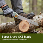 PrunePro® Folding Pruning Saw, 9.5 Inch Super Sharp SK5 Triple-Cut Blade, 3 Adjustable Cutting Angles, Ergonomic Non-Slip Grip, Lightweight, Portable Hand Saw for Tree Trimming, Camping, Gardening