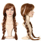 ANOGOL Brown Pigtails Princess Wig for Women Braided Brown Cosplay Wigs