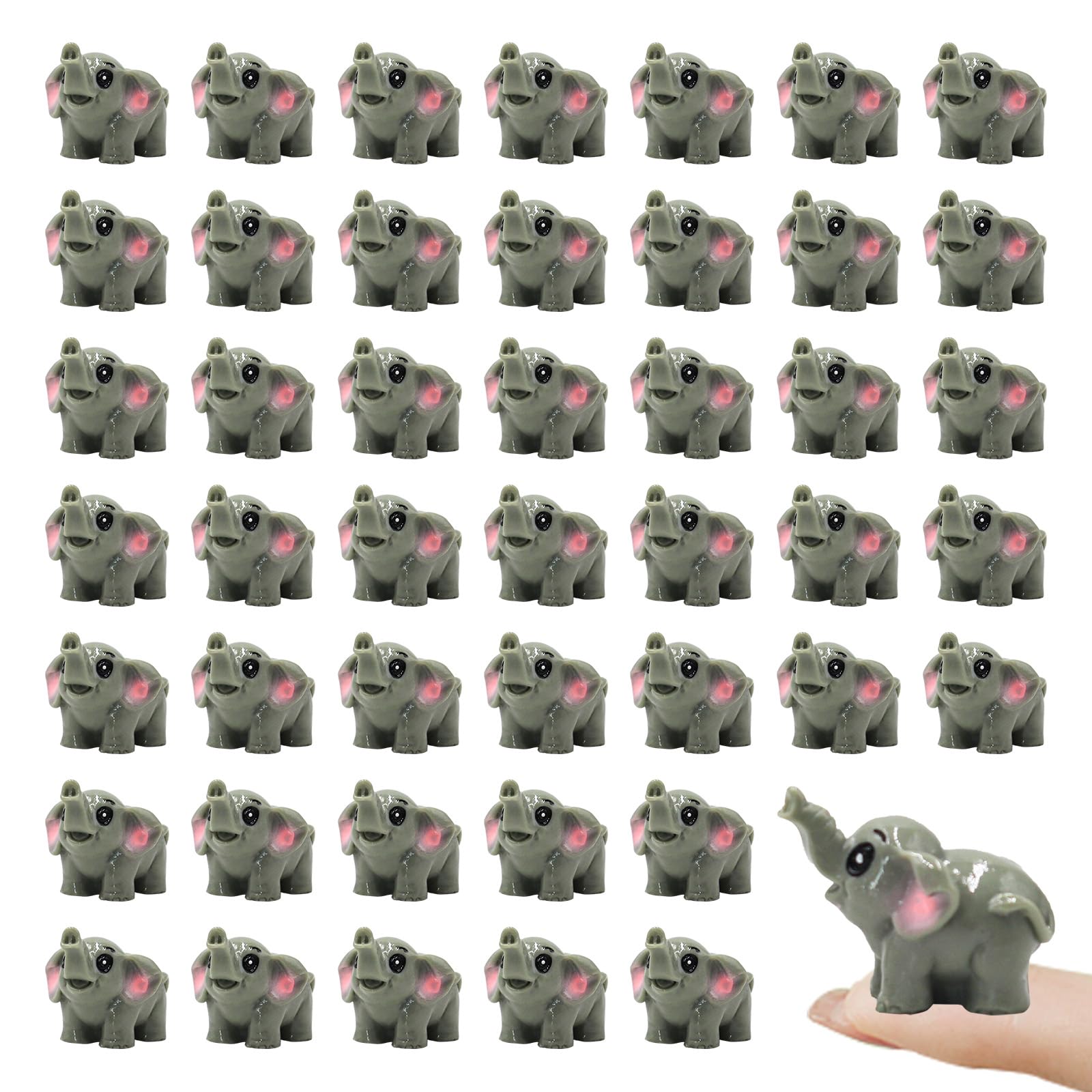 OZLMC 50 Pcs Mini Elephant Figurines for Fairy Gardens,Miniature Landscapes,Small Elephant Figurines ，Micro Landscape be Used for Various DIY Projects and Decorative，2 inches Long, 1.2 inches high