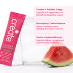 Create Creatine + Electrolytes Mix - Creatine Monohydrate Stick Packs, Supports Energy and Hydration, NSF Certified for Sport, 30 Count, Watermelon