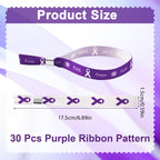 WANDIC Purple Ribbon Bracelets for Domestic Violence, Alzheimer Awareness, Breast Cancer Awareness, 30 PCS 5 Styles, Green Ribbon for Breast Cancer Awareness, 6.89 * 0.59in, Polyester, no Gemstone