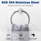 NearMoon Bath Towel Ring, Bathroom Hardware Accessories-Thicken Stainless Steel Hand Towel Holder for Bathroom, Modern Round Towel Hanger Wall Mounted (Chrome, 3 Pack)