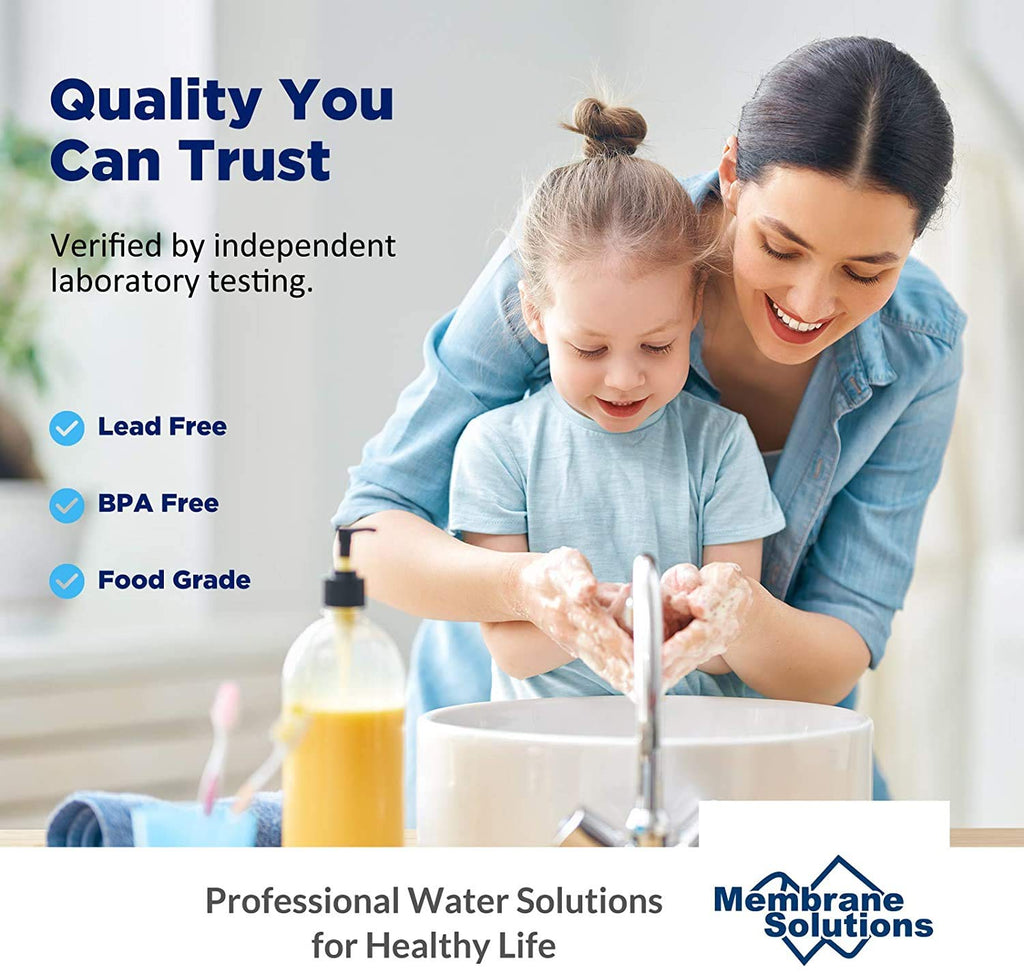 Membrane Solutions 50 Micron Sediment Water Filter Replacement Polypropylene Cartridge 10"x 2.5" for Whole House RO System, Compatible with Aqua-Pure AP110, GE FXUSC, WHKF-GD05, Culligan P5-6 Pack
