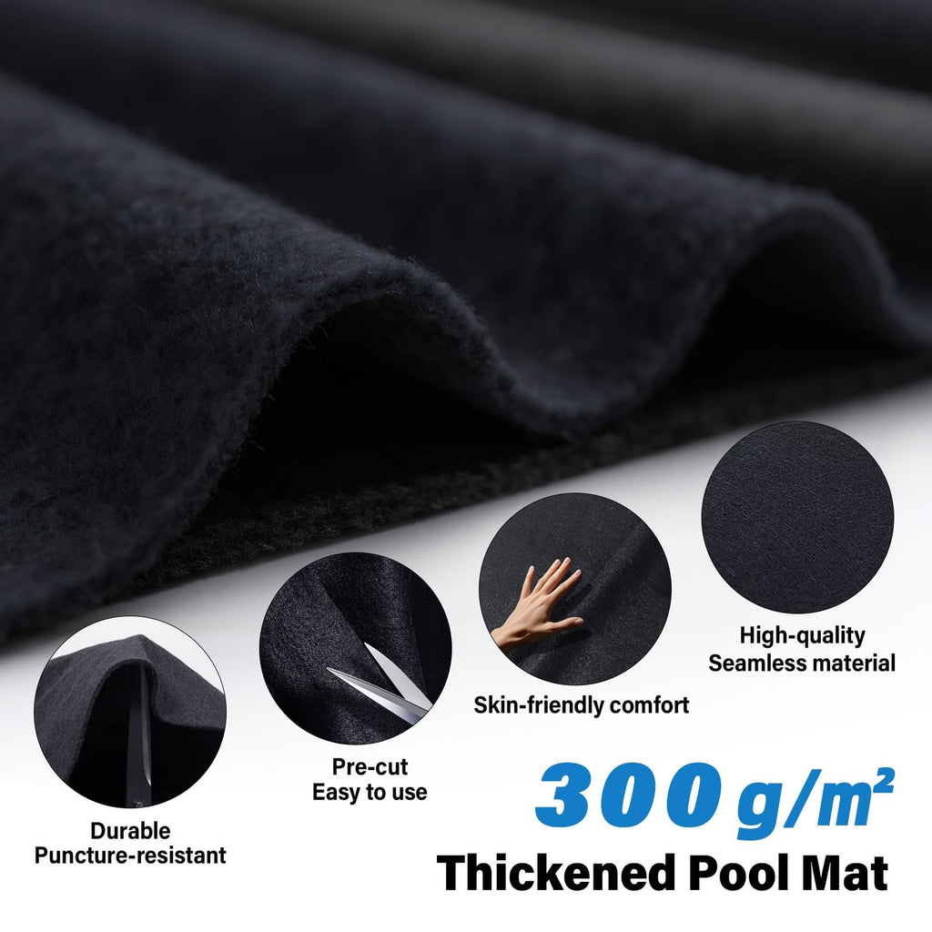 Safana Upgrade Thicken 10 x 16 ft Rectangular Pool Liner Pad for Rectangle/Oval Above Ground Pool, 300g/㎡ Seamless Swimming Pool Mat, Under Pool Padding, Puncture Protection, Extend Liner Life