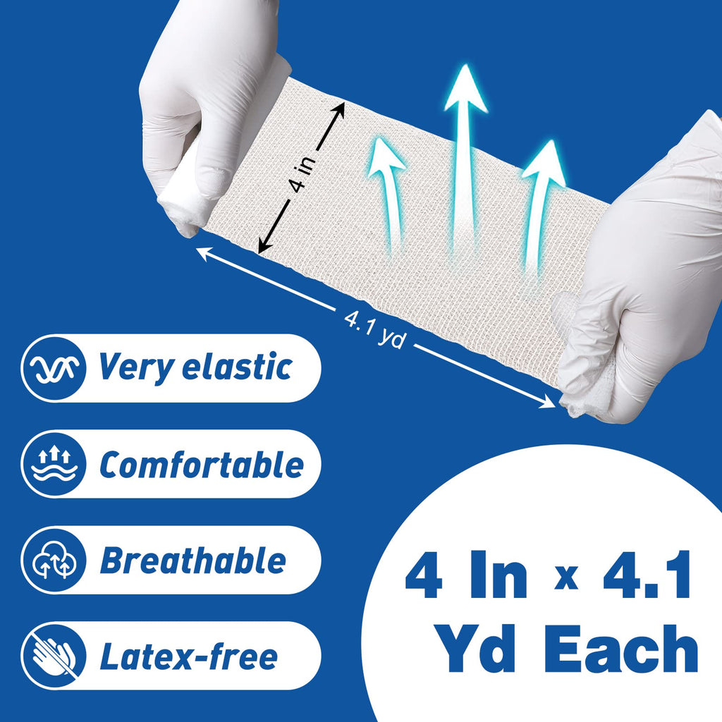 AZEN 20 Pack Gauze Rolls Bandages, 4 in x 4.1 Yards, Premium Medical Supplies & First Aid Supplies, Bandage Wrap Vet Wrap, Mummy Wraps