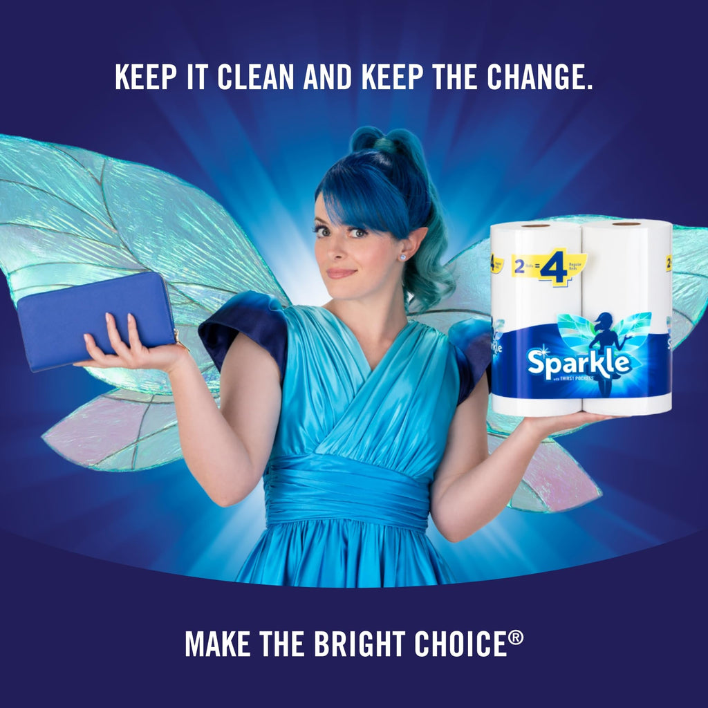 Sparkle Tear-A-Square Paper Towels,2 Double Rolls (660 Sheets Total) - Strong 2-Ply Towels for Kitchen Cleanup and Everyday Messes,(Pack of 3)