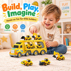 Veslier Construction Truck Toys for Boys Girls Age 3 4 5 6 Years Old，Carrier Transport Trucks for Kids 3-4 3-5 Year Old，Christmas Birthday Gift Toddler Toys.