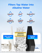 Waterdrop 𝐀𝐥𝐤𝐚𝐥𝐢𝐧𝐞 ADQ73613401 Water Filter, 𝐄𝐧𝐡𝐚𝐧𝐜𝐞𝐬 𝐩𝐇, Replacement for LG® LT800P®, ADQ73613402, ADQ75795104, LSXS26326S, LMXC23746S, LSXS26366S, LSXS26386D, 4 Filters