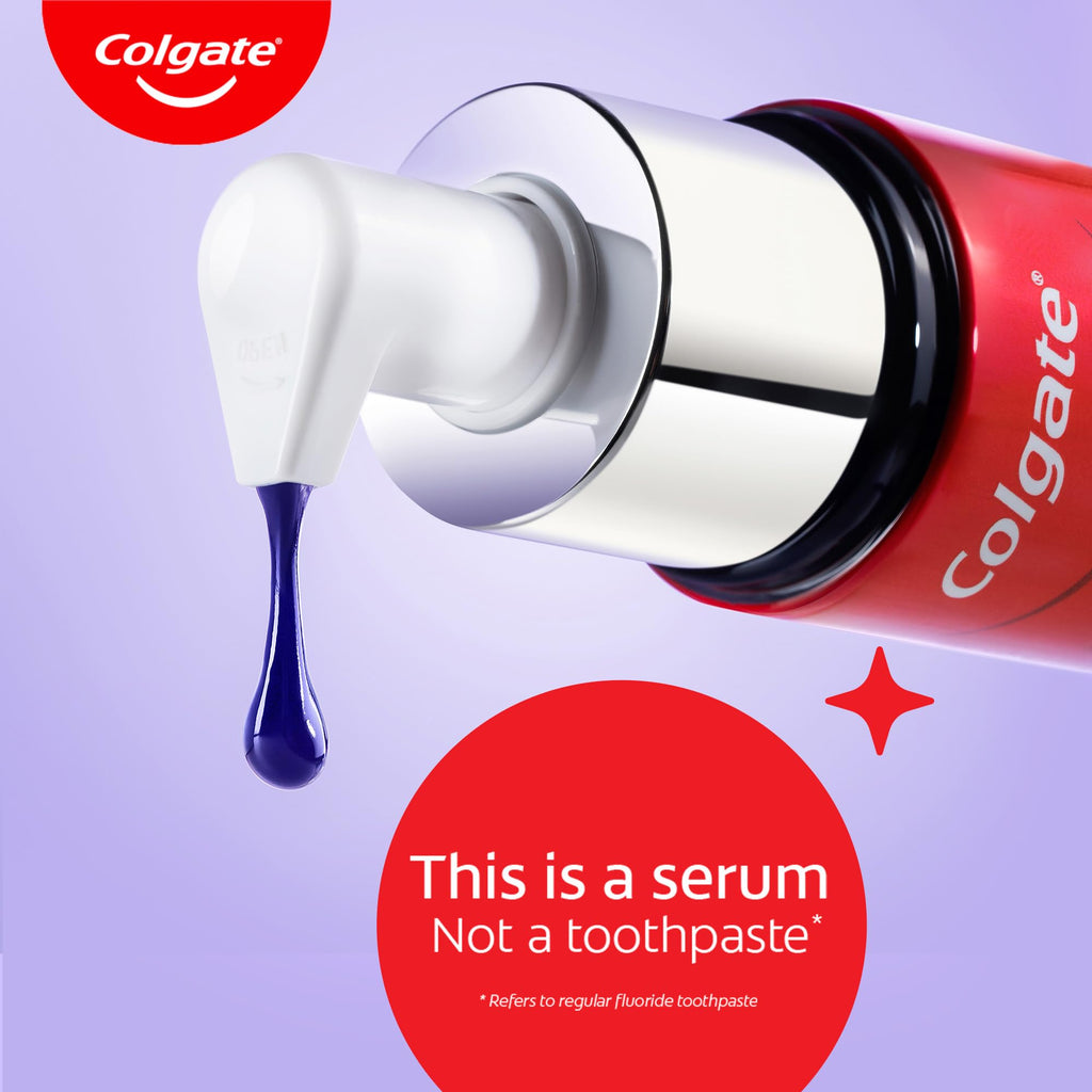 Colgate Visible White Purple Teeth Whitening Serum, 1.5oz/40ml – Mint & Yuzu Flavour, Instant Brightening Purple Serum for Whiter Smiles