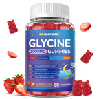 GZ HAOYUAN Glycine Gummies, Glycine 3g Supplements with NAC, L-Theanine, GABA, for Sleep, Relax, Nerve & Brain Support, Sugar Free, Vegan, Strawberr Flavor, 60 Cts
