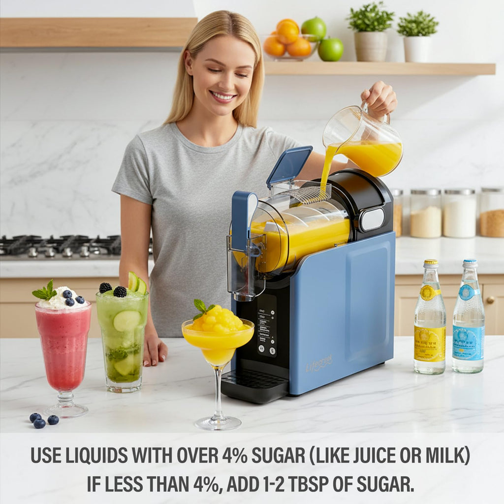 Lifecreek 98oz Slushie Machine for Home with No Ice Needed, 6 Preset Programs, Self-Cleaning Function, Quiet Operation, Perfect for Making Frozen Margaritas, Milkshakes, Smoothies, Frappes,Blue