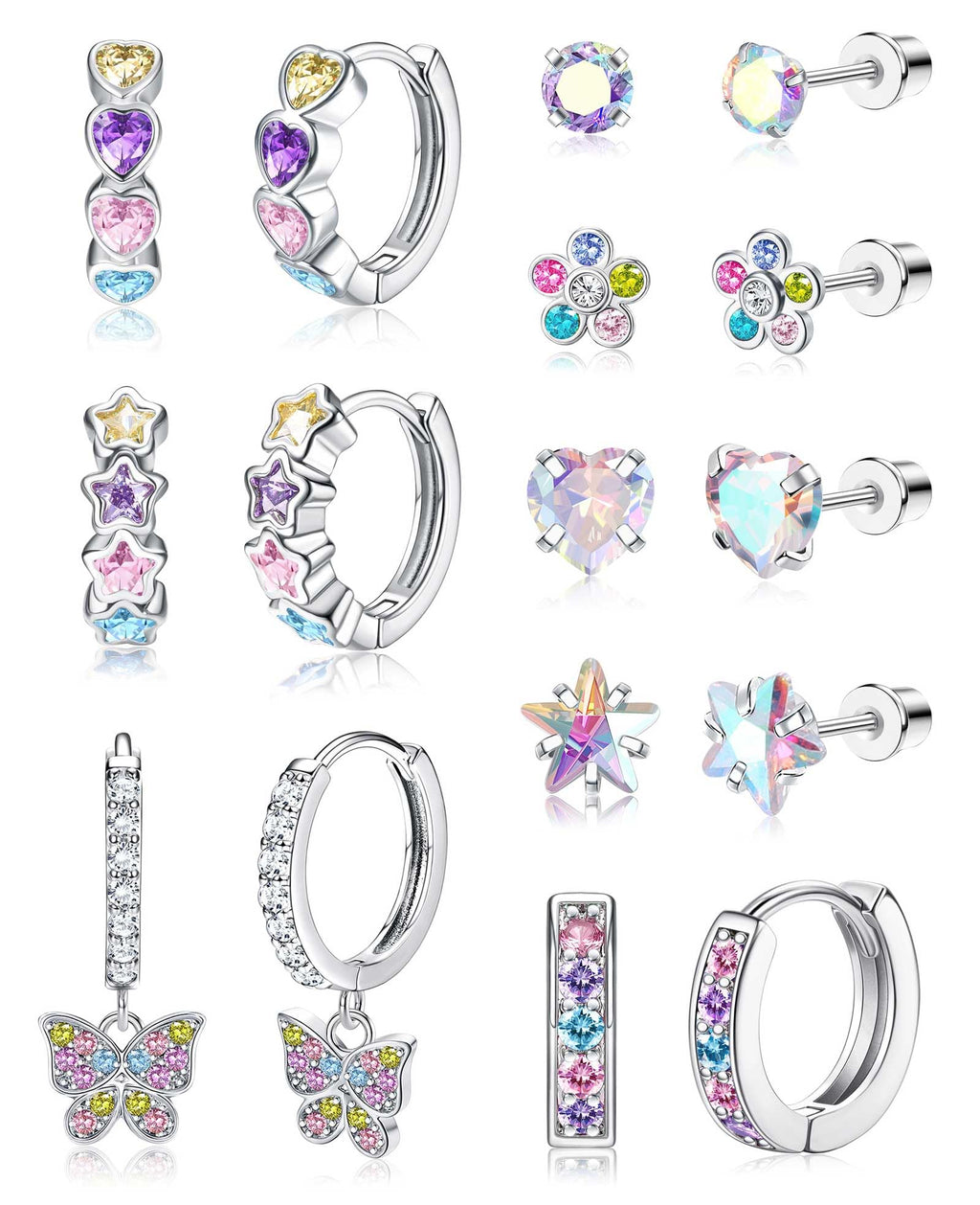 Jstyle Hypoallergenic Earrings for Girls Women Flat Back Earring Multicolor