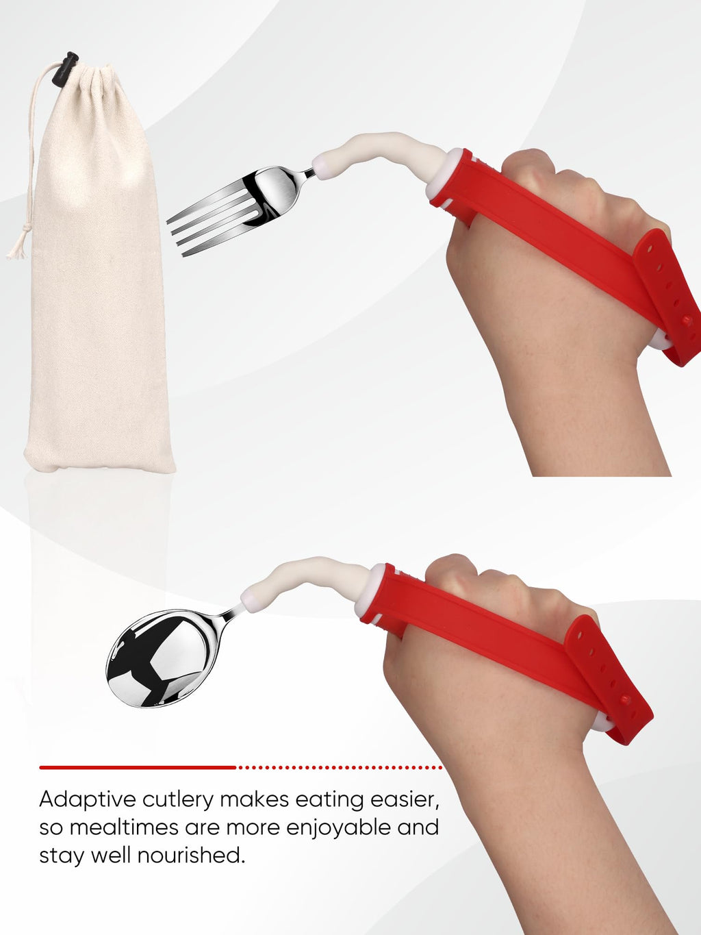 Adaptive Utensils for Disability Gadgets Swivel Fork Spoon Easy Grip Safe Stainless Steel,for Hand Tremors Parkinson's patients, 360° Rotatable Alzheimers Handicap accessories for daily living Elderly