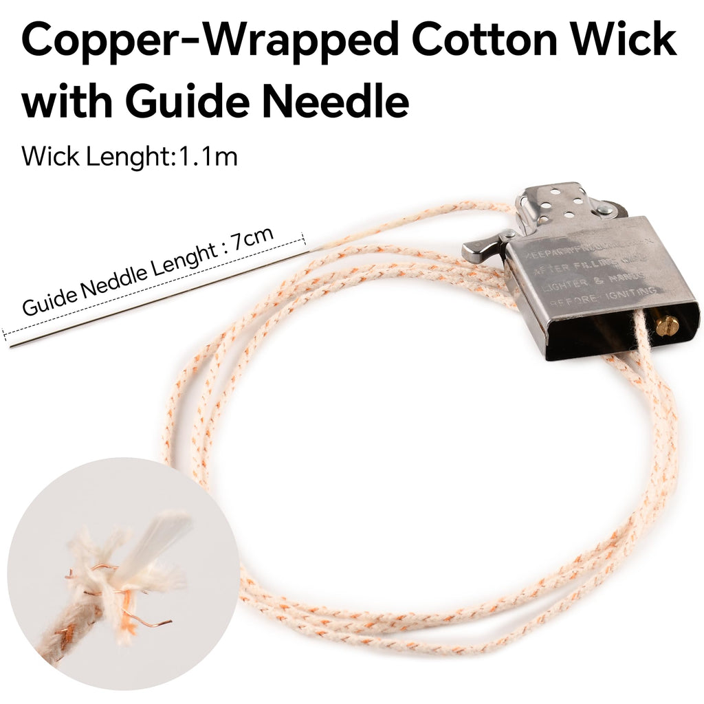 JINMUNIC Flint and Wick Replacement Set-Upgraded Lighter Repair Kit for Fluid Lighter & Insert(Metal Gasket,Wick with Needle,Spring,Cotton Balls,Flint & Screw Tool)