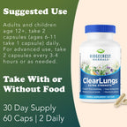 RidgeCrest Herbals ClearLungs Extra Strength, Daily Health Supplement, Natural Lung and Nasal Wellness Formula (60 Vegan Caps, 30 Serv)