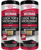 Weiman Glass Cooktop and Microwave Wipes - 2 Pack - Cleaner for Daily Use Professional Home Kitchen Cooktop Cleaner and Polish Use on Induction Ceramic Gas Portable Electric - 60 Wipes Total