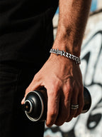 Bestyle Stainless Steel Barbed Wire Bracelets 9mm Thick Heavy Men Hand Chain Unisex Silver Cuban Chain Bracelet Punk Gothic Bracelets for Men Women