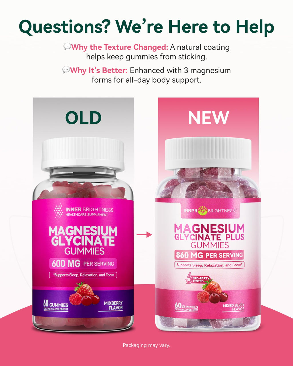 Magnesium Glycinate Plus Gummies 860mg, Sugar-Free, Non-GMO, Gluten-Free, Magnesium Gummies for Adults & Kids, Sleep, Relaxation & Focus, Magnesium Supplement for Women, Mixed Berry Flavor, 120 Count
