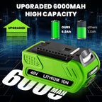 Forrat 1Pack 6000mAh Lithium ion Replacement for Greenworks 40V Battery 6.0Ah 29462 29472 29252 20202 22262 25322 Compatible with Greenworks 40Volt GMAX Battery Cordless Power Tools