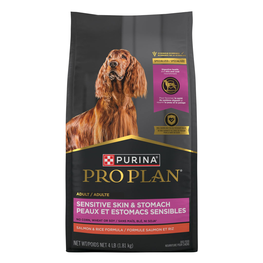 Purina Pro Plan Sensitive Skin & Stomach Dry Dog Food, Salmon, 4 lb Bag