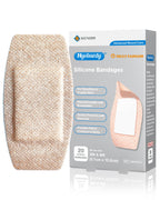 Hysimedy Silicone Bandages for Sensitive Fragile Skin 2"x4" 20 Count Flexible Fabric Latex Free Hypoallergenic Breathable Large Bandages for Wounds Easy Painless Removal for Geriatric and Children